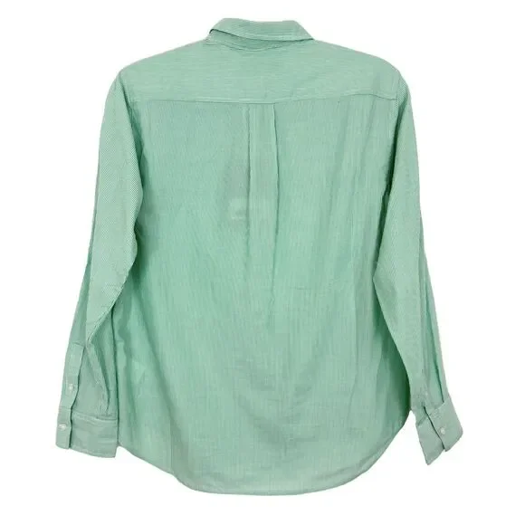EVERLANE The Silky Cotton Oversized Shirt 4 Striped Mint Green Button Up Top B58 - Picture 3 of 6